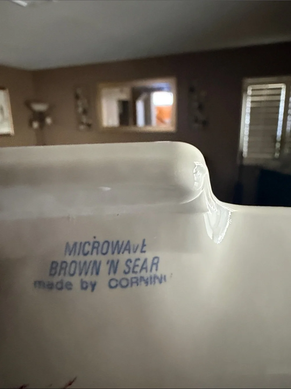 Corningware White Casserole Dish with Blue Wave Accent and Clear Glass Lid